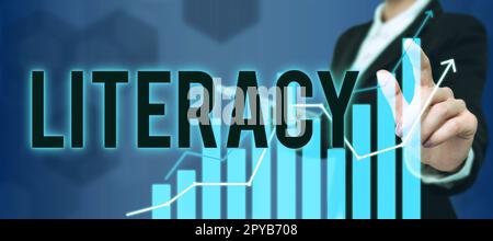 Légende conceptuelle alphabétisation. Concept d'entreprise capacité à lire et écrire des compétences ou des connaissances dans un domaine spécifique Banque D'Images