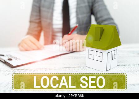 Texte d'écriture Seo local. Concept signification c'est un moyen efficace de marketing de votre entreprise en ligne Banque D'Images