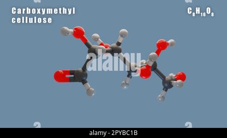 Molécule DE CARBOXYMÉTHYL CELLULOSE de C8H16O8 additif alimentaire Banque D'Images