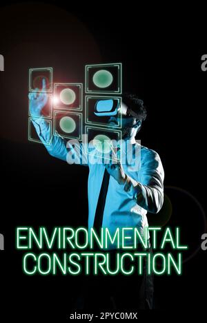 Écriture affichant le texte Construction environnementale. Mot écrit sur bien informé sur les pratiques de construction durable Banque D'Images