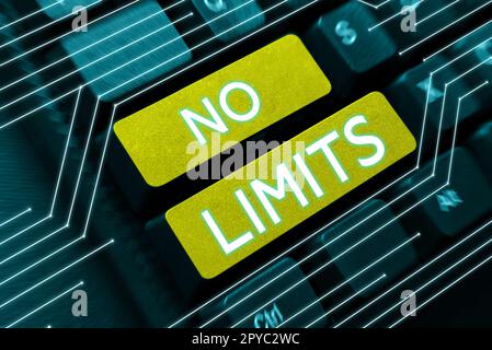 Symbole de texte indiquant aucune limite. Une photo conceptuelle pour faire tout ce que vous pourriez avec des restrictions et de la retenue Banque D'Images