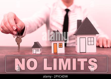 Inspiration montrant le signe aucune limite. Concept qui signifie faire tout ce que vous pourriez avec des restrictions et de la retenue Banque D'Images