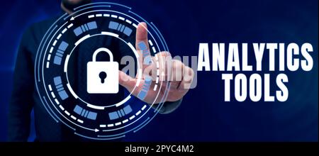 Écriture Affichage de texte Outils d'analyse. Présentation commerciale de logiciels d'analyse d'applications Web utilisés pour la surveillance Banque D'Images