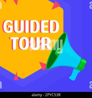 Panneau affichant visite guidée. Mot écrit sur des conseils ou des informations visant à résoudre le problème ou la difficulté Banque D'Images