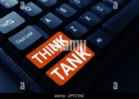 Texte d'écriture Think Tank. Présentation commerciale penser à des solutions innovantes et précieuses idées réussies Banque D'Images