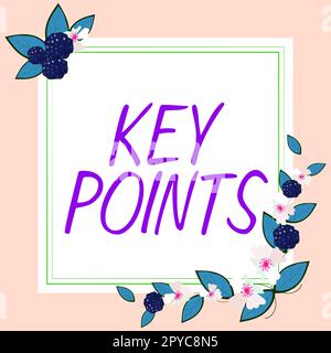 Texte indiquant les points clés de l'inspiration. Mot écrit sur la partie la plus importante de l'information qui est dit ou écrit Banque D'Images