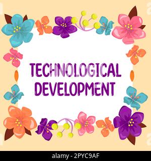 Texte montrant inspiration développement technologique. Invention ou innovation de concept d'entreprise mise en produit utilisable Banque D'Images