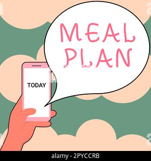 Inspiration montrant l'affiche Meal Plan. Plan d'arrangement de concept d'affaires de ce qui va manger la semaine prochaine mois Banque D'Images