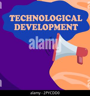 Texte montrant inspiration développement technologique. Invention ou innovation conceptuelle de photo mise en produit utilisable Banque D'Images