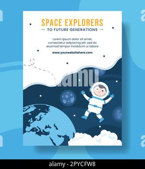 Journée internationale de vol dans l'espace humain affiche verticale dessins à la main dessins de dessin-modèle Illustration d'arrière-plan Banque D'Images