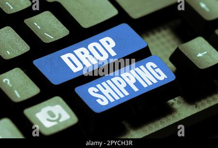 Légende conceptuelle livraison par goutte. Concept d'affaires pour envoyer des marchandises d'un fabricant directement à un client plutôt qu'au détaillant Banque D'Images