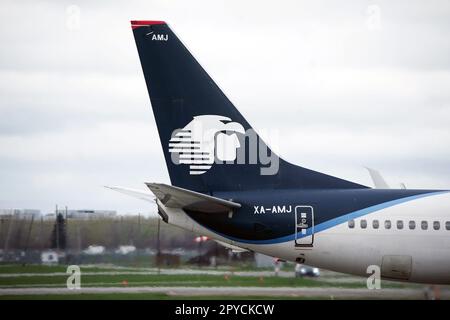 Section arrière d'un avion de transport de passagers AeroMexico. Banque D'Images