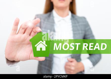 Texte d'écriture le plus lu. Mot écrit sur un morceau de littérature ou d'écriture considéré important ou classique Banque D'Images