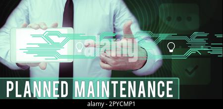 Légende présentant la maintenance préventive. Concept signifiant que les vérifications doivent être effectuées régulièrement Banque D'Images