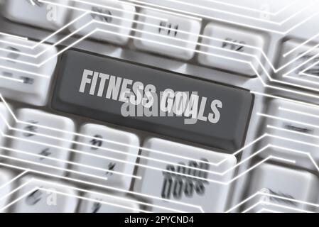 Signe d'écriture à la main objectifs de forme physique. Aperçu de l'entreprise graisse lâche construire muscle obtenir plus de conditionnement Banque D'Images