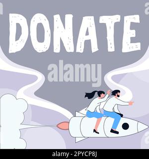 Légende conceptuelle donner. Mot pour donner de l'argent ou des biens pour bonne cause par exemple à la charité ou aux personnes Banque D'Images