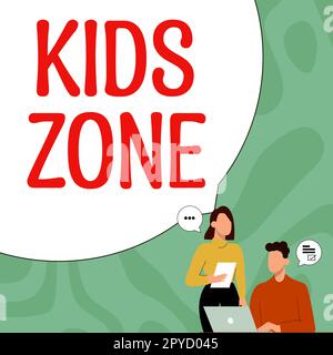 Affiche manuscrite pour la zone enfants. Internet concept un espace ou une région conçu pour permettre aux enfants de jouer et de profiter Banque D'Images