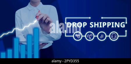 Légende conceptuelle livraison par goutte. Présentation de l'entreprise pour envoyer des marchandises d'un fabricant directement à un client plutôt qu'au détaillant Banque D'Images