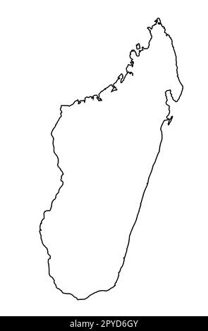 Carte des contours de silhouette de Madagascar sur fond blanc Banque D'Images