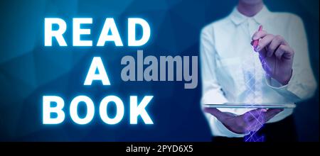 Texte d'écriture Lire Un livre. Approche d'affaires Profitez de la littérature activité traditionnelle Apprenez de nouvelles choses Banque D'Images