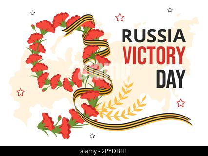 Le jour de la victoire russe sur l'illustration 9 mai avec l'étoile de la médaille du héros et de la grande guerre patriotique en dessin animé à la main pour les modèles de page d'arrivée Banque D'Images