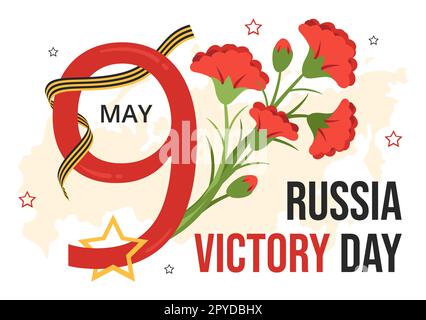 Le jour de la victoire russe sur l'illustration 9 mai avec l'étoile de la médaille du héros et de la grande guerre patriotique en dessin animé à la main pour les modèles de page d'arrivée Banque D'Images