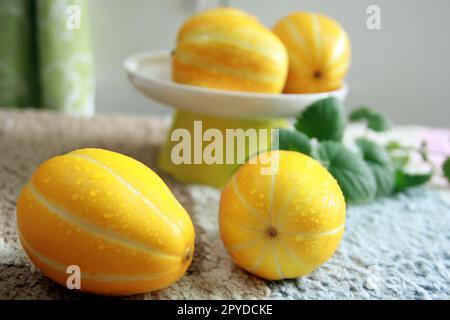 Spécialité coréenne sucrée et croquante Seongju melon concept de fruits d'été Banque D'Images