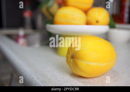 Spécialité coréenne sucrée et croquante Seongju melon concept de fruits d'été Banque D'Images