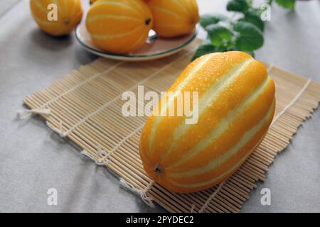 Spécialité coréenne sucrée et croquante Seongju melon concept de fruits d'été Banque D'Images