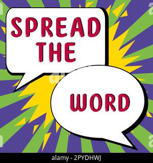 Texte montrant l'inspiration pour diffuser le mot. Vitrine d'entreprise Partagez les informations ou les actualités sur les réseaux sociaux Banque D'Images