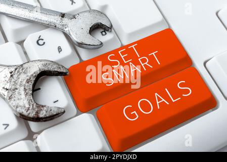 Légende conceptuelle définir des objectifs intelligents. Vitrine de l'entreprise établir des objectifs réalisables faire de bons plans d'affaires Banque D'Images