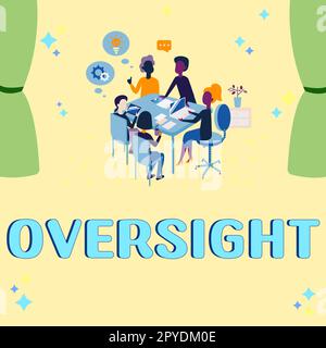 Légende de la présentation du système de surveillance. Vitrine d'affaires regarder organiser le travail pour s'assurer qu'il est fait correctement Banque D'Images