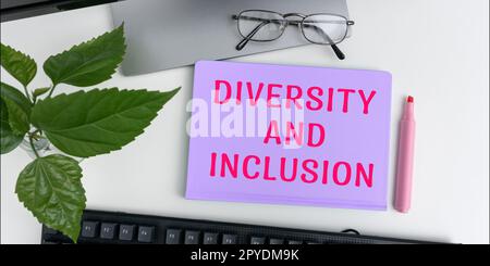 Affichage conceptuel diversité et inclusion. La gamme de concepts d'affaires différence humaine inclut la race ethnicité sexe Banque D'Images
