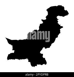 Carte du Pakistan en silhouette sur fond blanc Banque D'Images