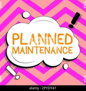 Légende présentant la maintenance préventive. Mot pour que les vérifications soient effectuées régulièrement Banque D'Images
