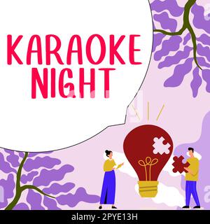 Inspiration montrant le signe Karaoke Night. Internet concept divertissement chantant le long de la musique instrumentale jouée par une machine Banque D'Images