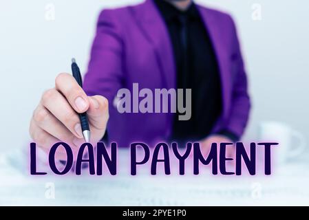 Affichage conceptuel paiement prêt. Mot écrit sur quelque chose prêté ou fourni à condition d'être retourné Banque D'Images