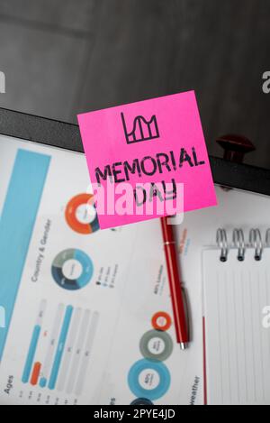 Écriture affichant le texte Memorial Day. Mot pour honorer et rappeler ceux qui sont morts dans le service militaire Banque D'Images