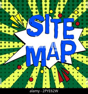 Affiche affichant le plan du site. Idée d'affaires conçue pour aider les utilisateurs et les moteurs de recherche à naviguer sur le site Banque D'Images