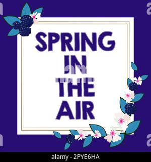 Texte montrant inspiration Spring in the Air. Mot écrit sur le sentiment naturel belle saison fleurs partout Banque D'Images