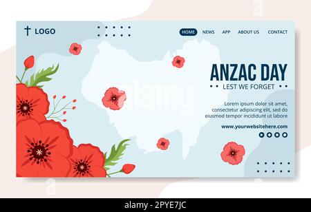 Anzac Day of Lest We Forget social Media Landing page Illustration du modèle dessiné à la main Banque D'Images