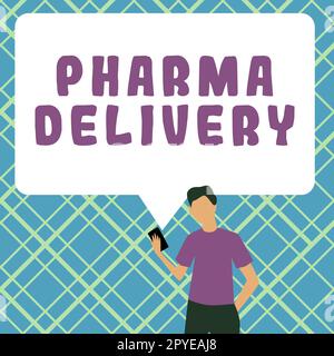 Affichage conceptuel Pharma Delivery. Concept d'affaires recevoir vos ordonnances par la poste directement de la pharmacie Banque D'Images