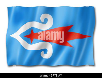 Drapeau ethnique du peuple Ainu, Asie. Illustration tridimensionnelle Banque D'Images