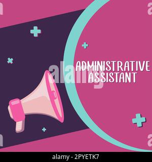 Inspiration montrant le panneau Assistant administratif. Business Showcase Administration support Specialist tâches administratives Banque D'Images