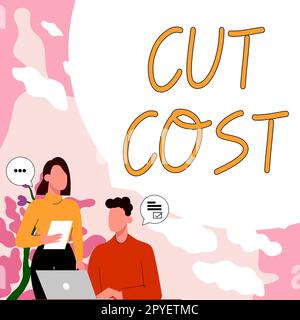 Écriture affichant le texte coût de la coupe. Mot pour des mesures mises en œuvre pour réduire les dépenses et améliorer les bénéfices Banque D'Images