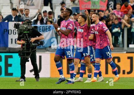 Turin, Italie. 03rd mai 2023. Juventus fête la victoire lors de Juventus FC vs US Lecce, football italien série A match à Turin, Italie, 03 mai 2023 crédit: Agence de photo indépendante / Alamy Live News Banque D'Images