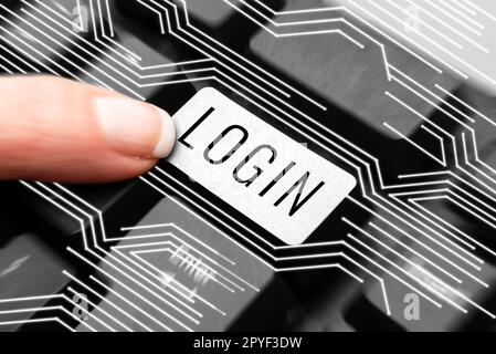 Écriture manuscrite connexion. Concept Internet entrée du site Web Blog à l'aide du nom d'utilisateur et du mot de passe enregistrement Banque D'Images