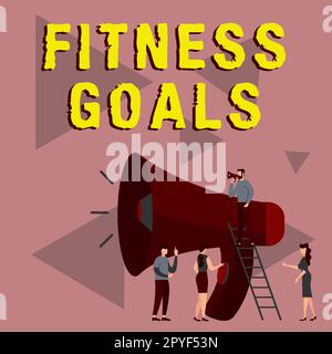 Signe d'écriture à la main objectifs de forme physique. Photo conceptuelle graisse lâche construire muscle obtenir plus de conditionnement Banque D'Images