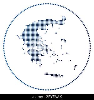 Badge numérique Grèce. Carte de style pointillé de la Grèce en cercle. Icône Tech du pays avec des points gradués. Illustration vectorielle étonnante. Illustration de Vecteur
