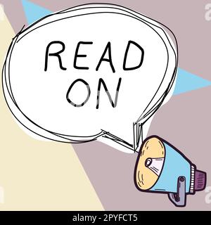 Inspiration montrant le signe Lire sur. Mot pour passer du temps à lire afin de trouver des informations sur quelque chose Banque D'Images